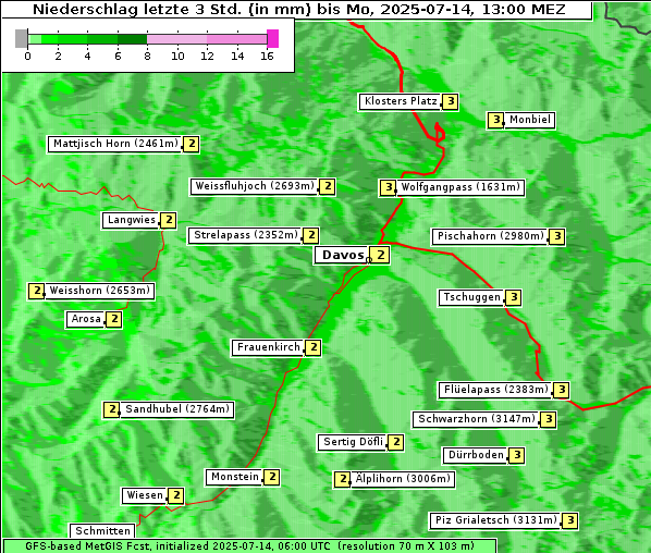 Niederschlag, 14. 7. 2025