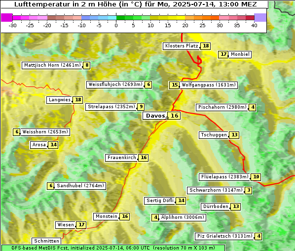 Temperatur, 14. 7. 2025