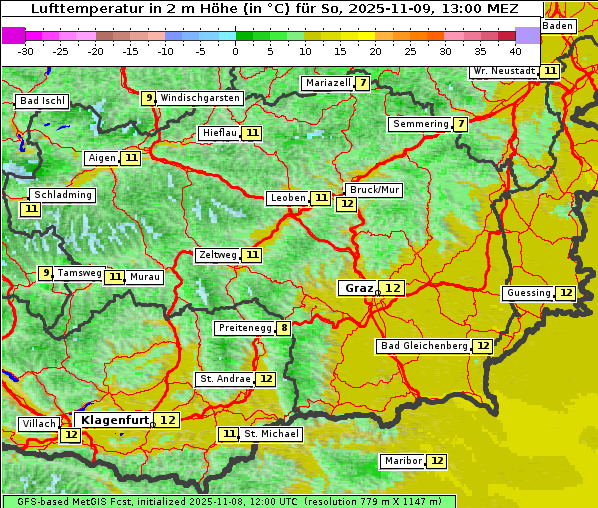 Temperatur, 9. 11. 2025