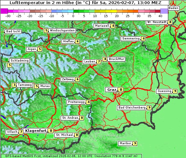 Temperatur, 7. 2. 2026