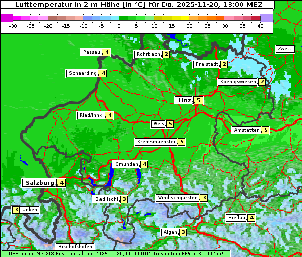 Temperatur, 20. 11. 2025