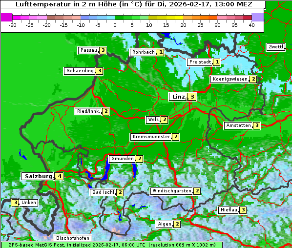 Temperatur, 17. 2. 2026