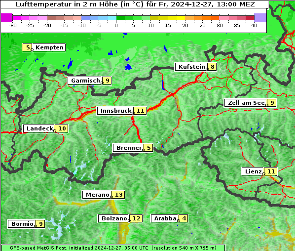 Temperatur, 27. 12. 2024