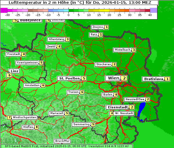 Temperatur, 15. 1. 2026
