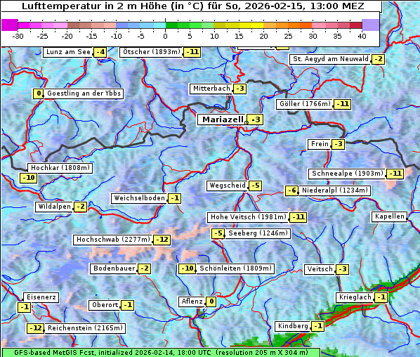 Temperatur, 15. 2. 2026