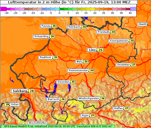 Temperatur, 19. 9. 2025