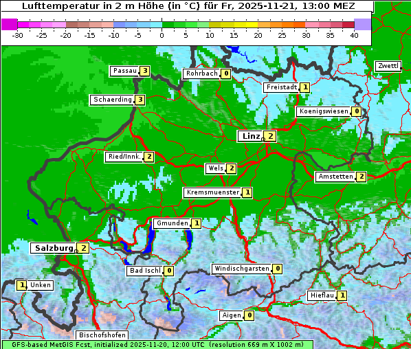 Temperatur, 21. 11. 2025