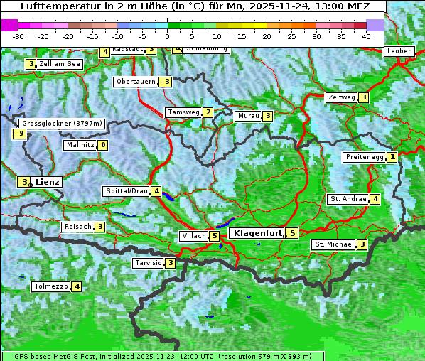 Temperatur, 24. 11. 2025