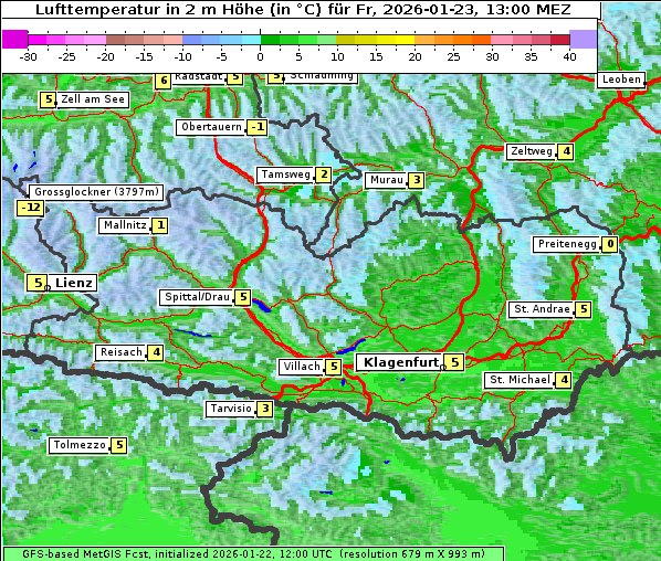 Temperatur, 23. 1. 2026