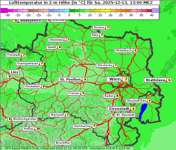 Temperatur, 13. 12. 2025