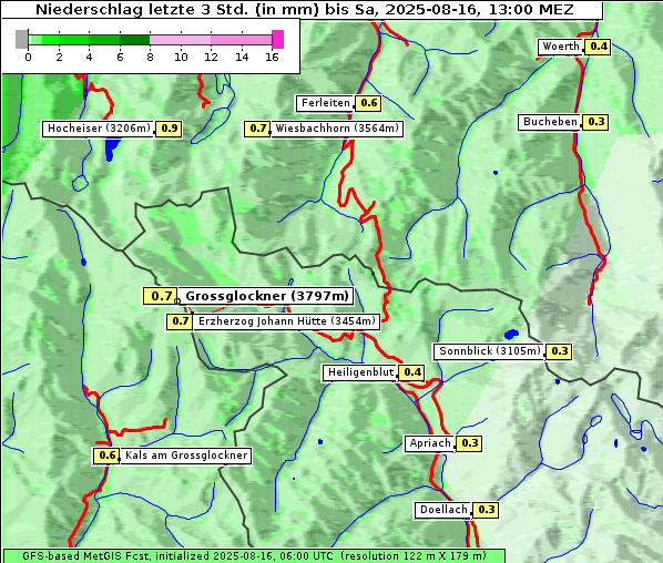 Niederschlag, 16. 8. 2025