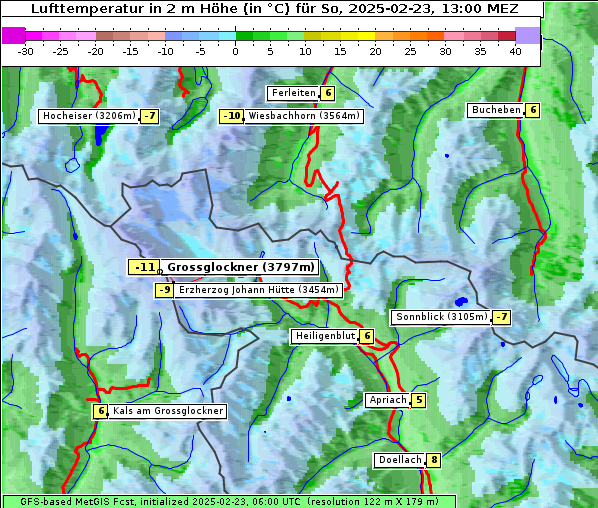 Temperatur, 23. 2. 2025