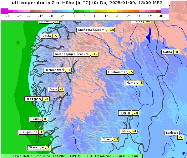 Temperatur, 9. 1. 2025