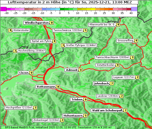 Temperatur, 21. 12. 2025