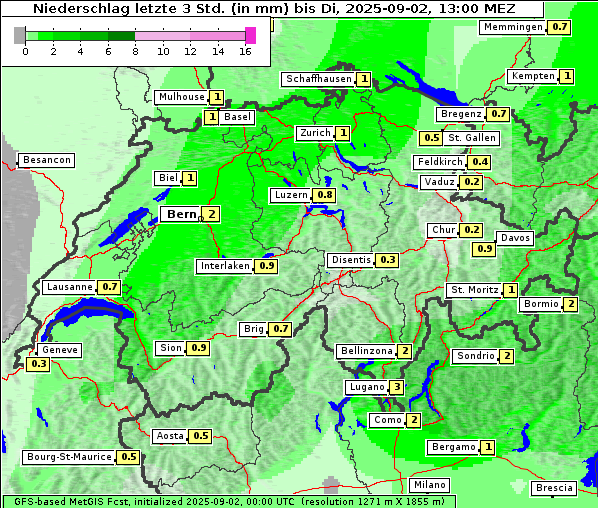 Niederschlag, 2. 9. 2025