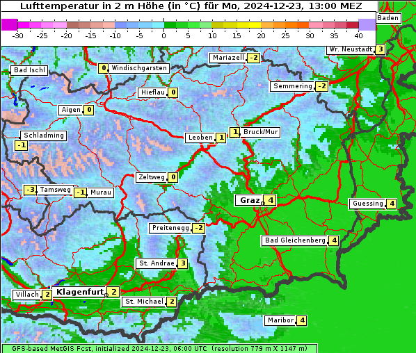 Temperatur, 23. 12. 2024