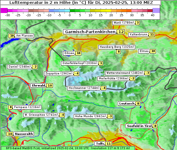 Temperatur, 25. 2. 2025