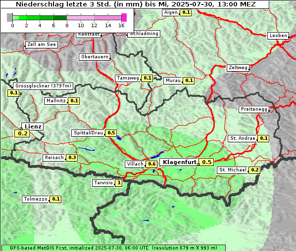 Niederschlag, 30. 7. 2025