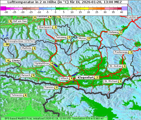 Temperatur, 20. 1. 2026