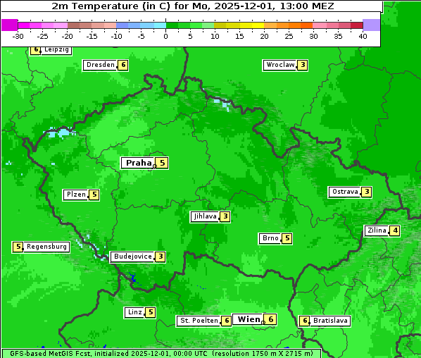 Temperatur, 1. 12. 2025