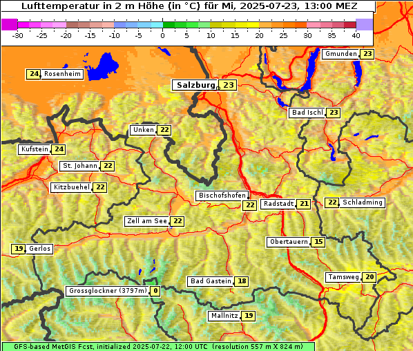 Temperatur, 23. 7. 2025
