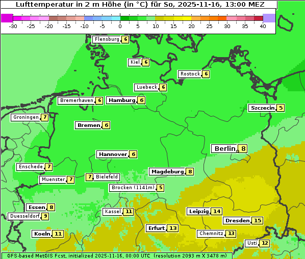 Temperatur, 16. 11. 2025