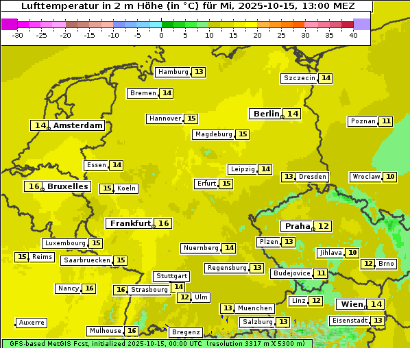 Temperatur, 15. 10. 2025