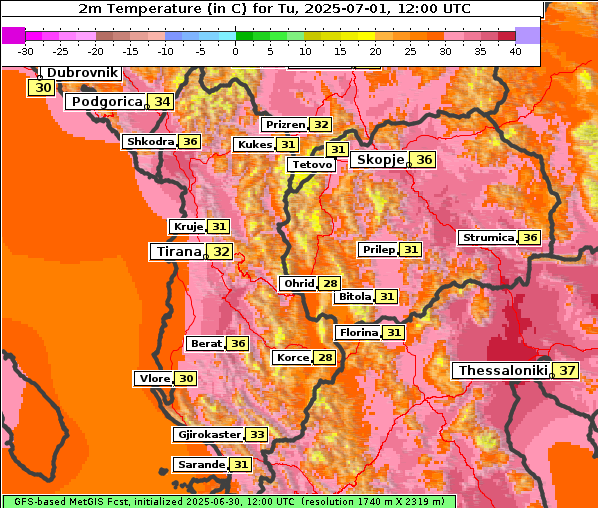 Temperatur, 1. 7. 2025