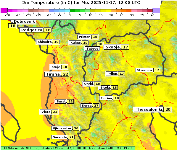Temperatur, 17. 11. 2025