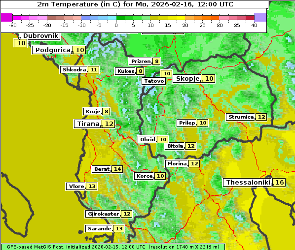 Temperatur, 16. 2. 2026