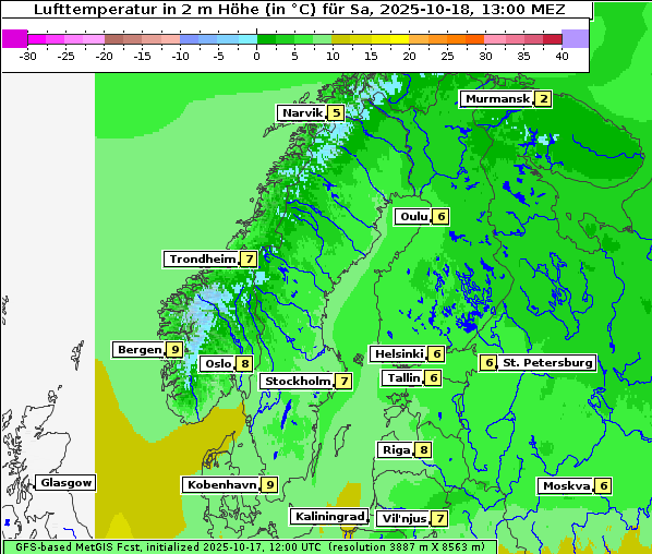 Temperatur, 18. 10. 2025