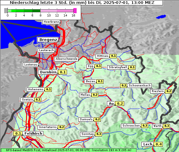 Niederschlag, 1. 7. 2025