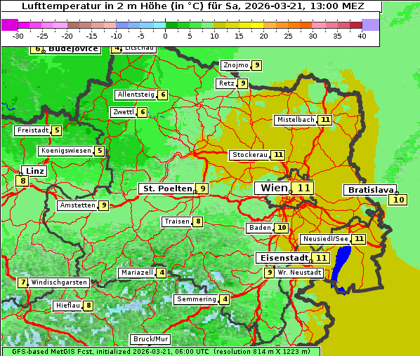 Temperatur, 21. 3. 2026