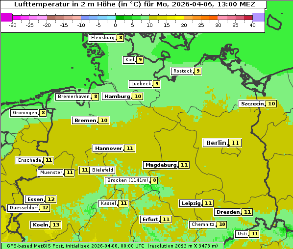 Temperatur, 6. 4. 2026