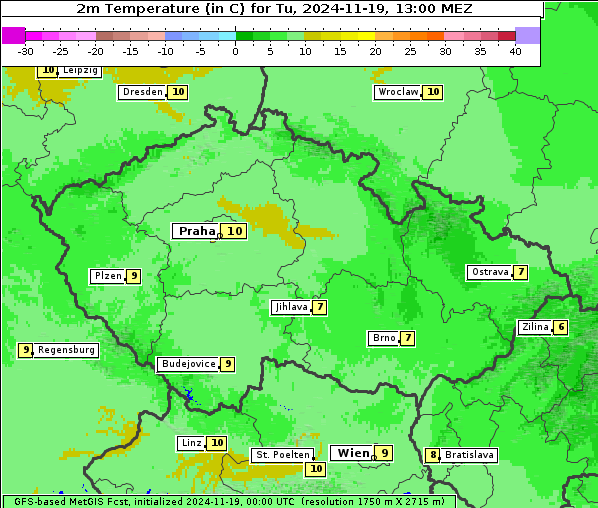 Temperatur, 19. 11. 2024