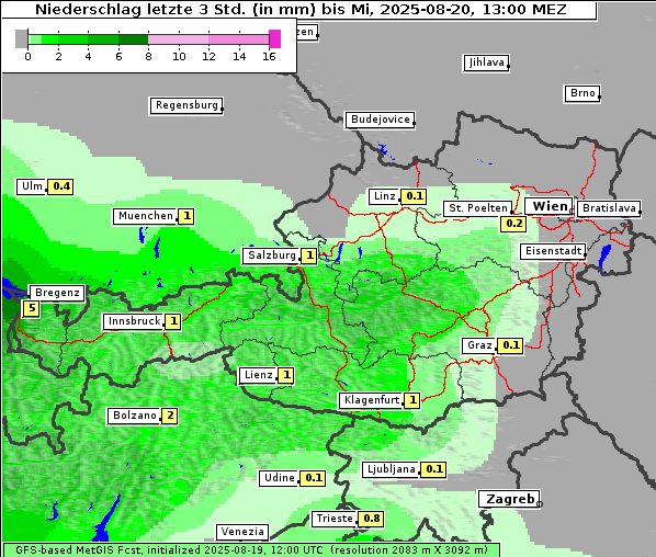 Niederschlag, 20. 8. 2025