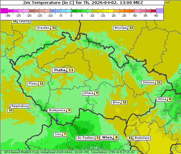 Temperatur, 2. 4. 2026
