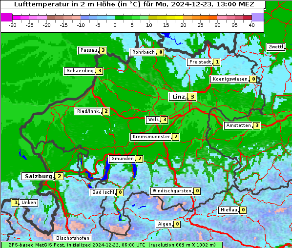 Temperatur, 23. 12. 2024