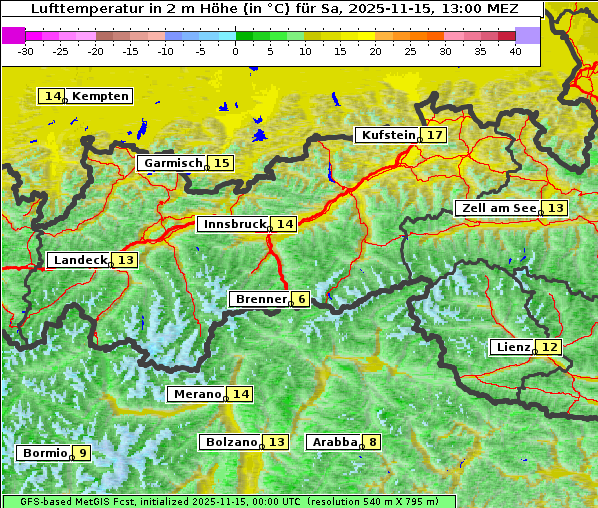 Temperatur, 15. 11. 2025