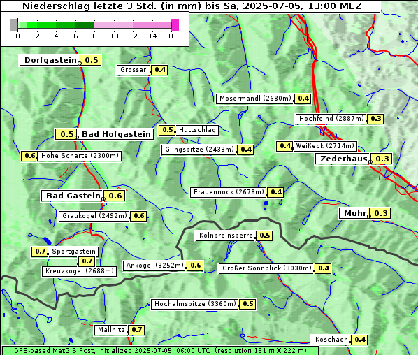 Niederschlag, 5. 7. 2025