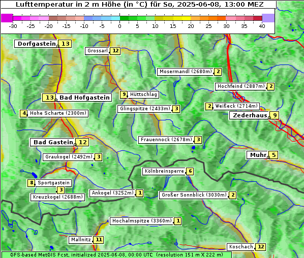 Temperatur, 8. 6. 2025