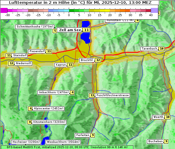 Temperatur, 10. 12. 2025