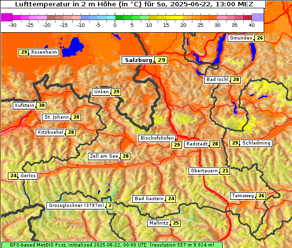 Temperatur, 22. 6. 2025
