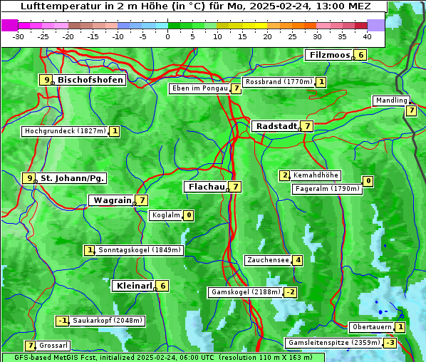 Temperatur, 24. 2. 2025