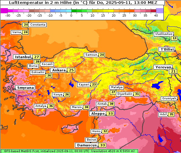 Temperatur, 11. 9. 2025