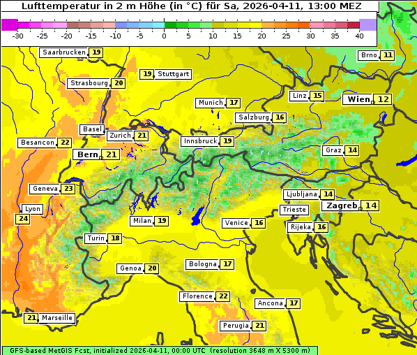 Temperatur, 11. 4. 2026