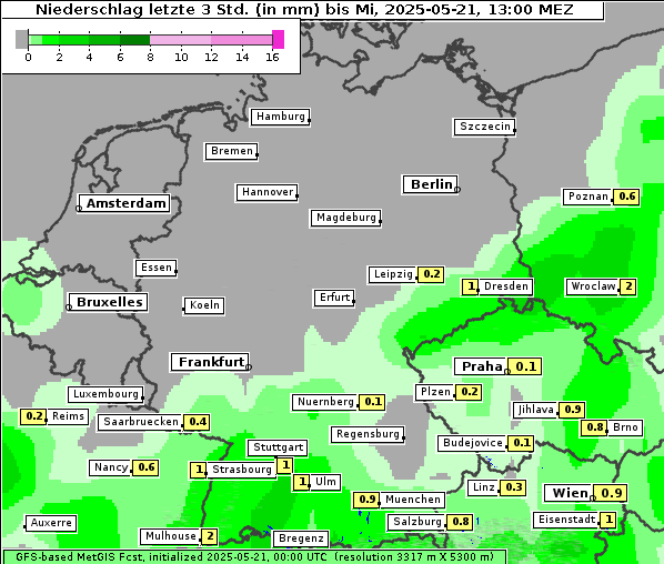 Niederschlag, 21. 5. 2025