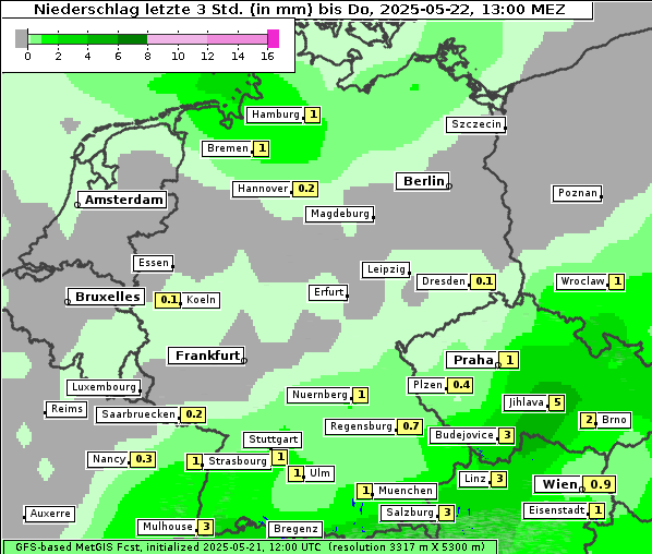 Niederschlag, 22. 5. 2025