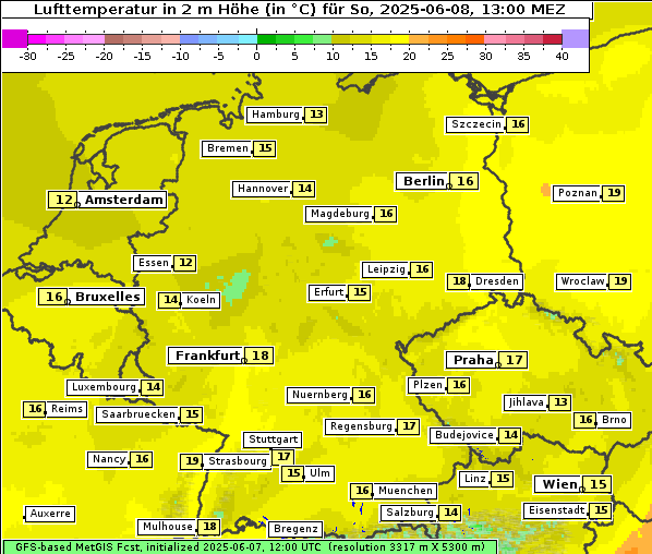 Temperatur, 8. 6. 2025