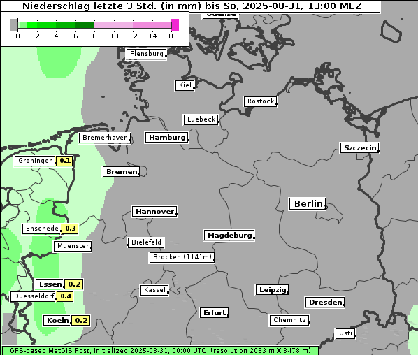 Niederschlag, 31. 8. 2025